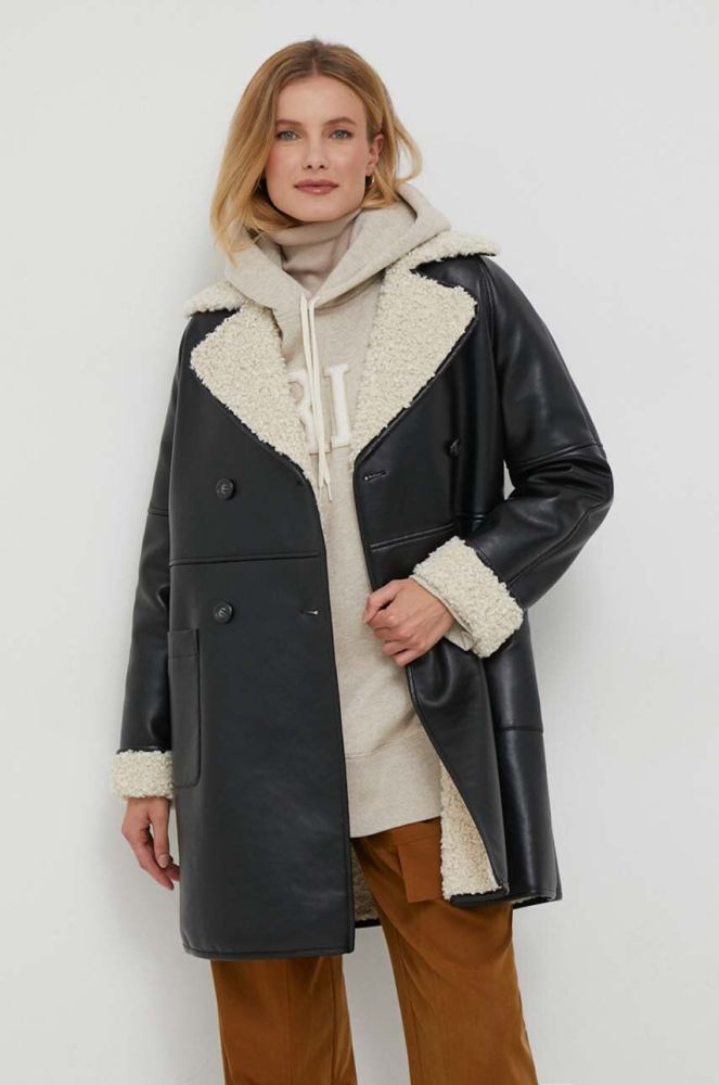 Пальто Sisley жіночий колір чорний перехідний oversize