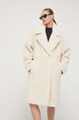 Пальто HUGO жіночий колір бежевий перехідний oversize