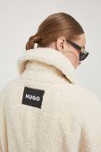 Пальто HUGO жіночий колір бежевий перехідний oversize