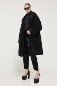 Пальто HUGO жіночий колір чорний перехідний oversize