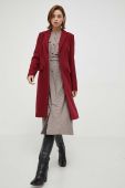 Вовняне пальто Tommy Hilfiger колір бордовий перехідний (3437713)