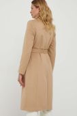 Вовняне пальто Lauren Ralph Lauren колір бежевий перехідний без застібки