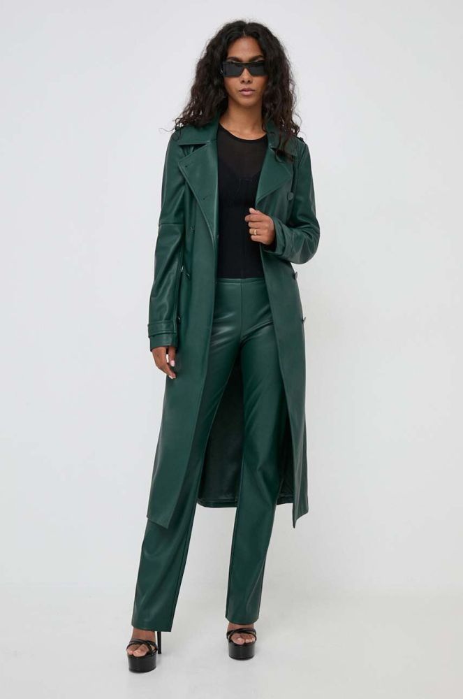 Пальто Marciano Guess жіночий колір зелений перехідний двобортний
