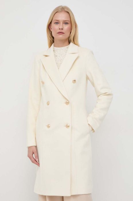 Вовняне пальто Marciano Guess колір бежевий перехідний двобортний