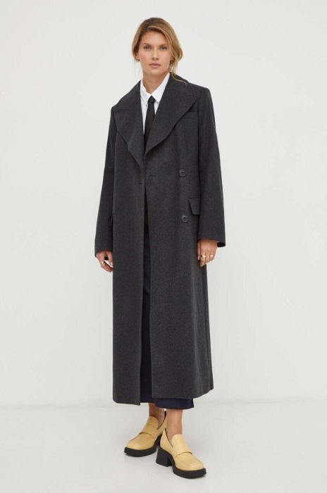 Вовняне пальто Tiger Of Sweden колір сірий перехідний