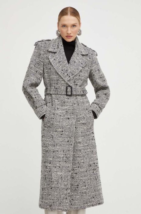 Пальто з домішкою вовни Patrizia Pepe колір чорний перехідний двобортний Пальто з домішкою вовни Patrizia Pepe колір чорний перехідний двобортний