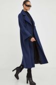 Вовняне пальто Patrizia Pepe колір синій перехідний oversize