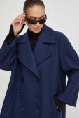 Вовняне пальто Patrizia Pepe колір синій перехідний oversize