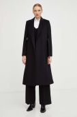Вовняне пальто Patrizia Pepe колір чорний перехідний без застібки