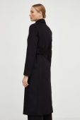 Вовняне пальто Patrizia Pepe колір чорний перехідний без застібки