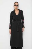 Пальто Twinset жіночий колір чорний перехідний без застібки