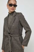 Пальто з домішкою вовни Twinset колір коричневий перехідний