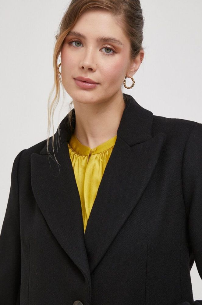 Вовняне пальто Dkny колір чорний перехідний фото 4