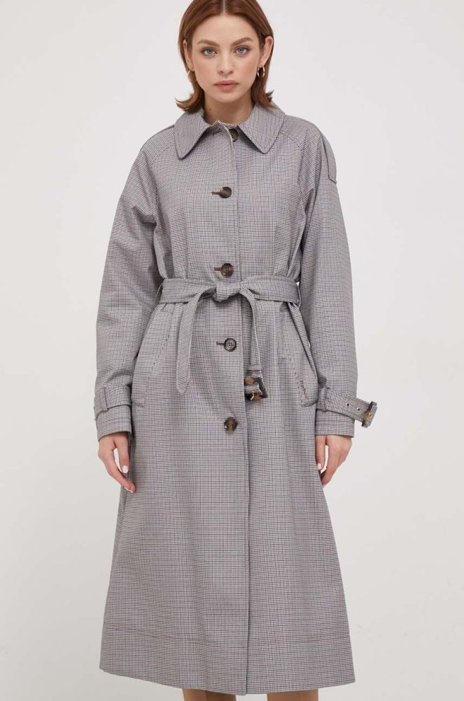 Тренч Barbour Marie Check Showerproof жіночий колір сірий перехідний oversize