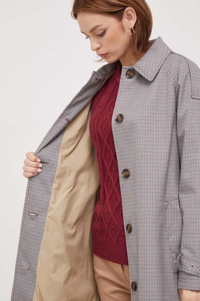Тренч Barbour Marie Check Showerproof жіночий колір сірий перехідний oversize фото 6