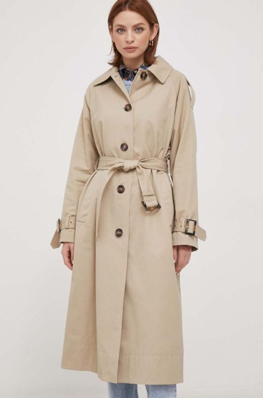 Тренч Barbour Marie Showerproof жіночий колір бежевий перехідний oversize