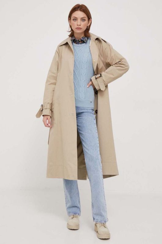 Тренч Barbour Marie Showerproof жіночий колір бежевий перехідний oversize фото 2