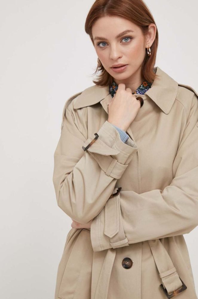 Тренч Barbour Marie Showerproof жіночий колір бежевий перехідний oversize фото 4