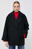 Вовняне пальто Ivy Oak колір чорний перехідний (3554003)
