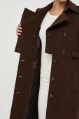 Вовняне пальто Ivy Oak колір коричневий перехідний двобортний