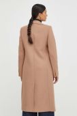 Вовняне пальто Ivy Oak колір бежевий перехідний двобортний