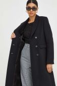 Вовняне пальто Ivy Oak колір чорний перехідний двобортний (3621697)