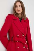 Пальто з домішкою вовни Morgan колір червоний перехідний двобортний