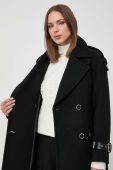 Вовняне пальто Morgan колір чорний перехідне двобортне (3638366)
