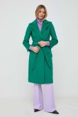 Вовняне пальто MAX&Co. колір зелений перехідний без застібки