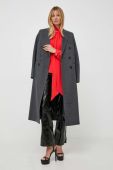 Вовняне пальто Victoria Beckham колір сірий перехідний двобортний