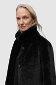 Двосторонній плащ AllSaints SERRA SHEARLING COAT жіночий колір чорний зимовий