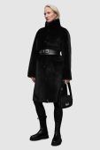 Двосторонній плащ AllSaints SERRA SHEARLING COAT жіночий колір чорний зимовий