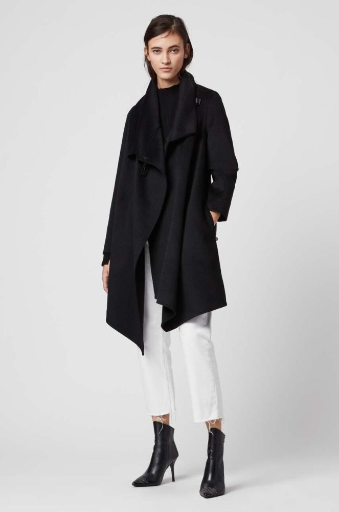 Пальто AllSaints MONUMENT EVE COAT жіноче колір чорний перехідне