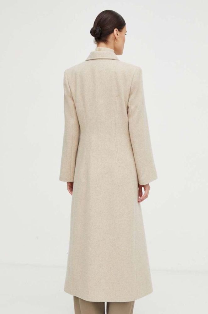Вовняне пальто By Malene Birger колір бежевий перехідний двобортний (3554022) фото 3