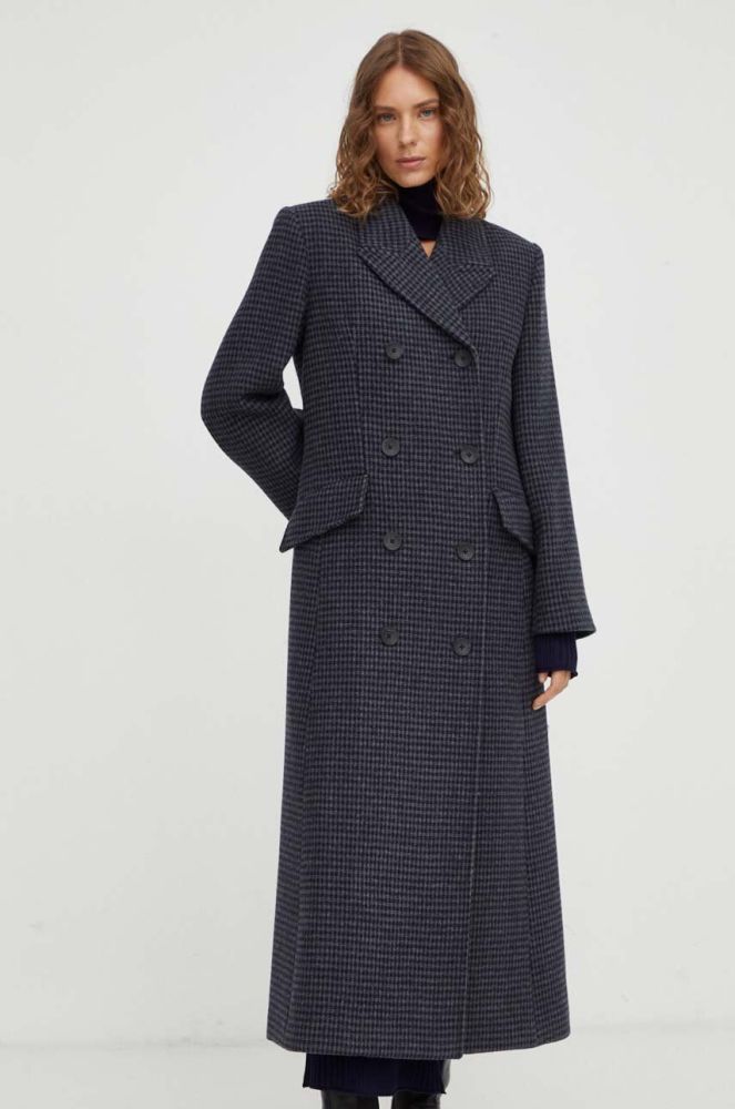 Вовняне пальто By Malene Birger колір чорний перехідний двобортний (3546578)