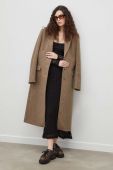 Вовняне пальто Remain колір коричневий перехідний (3656867)