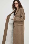 Вовняне пальто Remain колір коричневий перехідний (3656867)