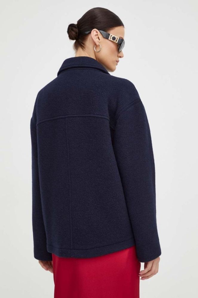 Куртка з домішкою вовни American Vintage колір синій перехідна oversize фото 3