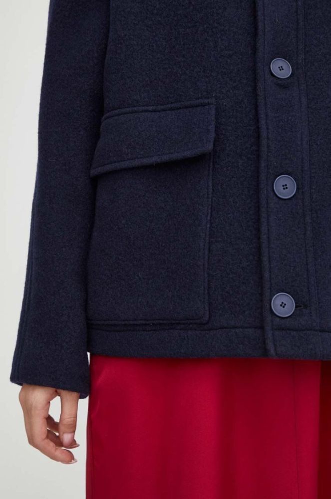 Куртка з домішкою вовни American Vintage колір синій перехідна oversize фото 4