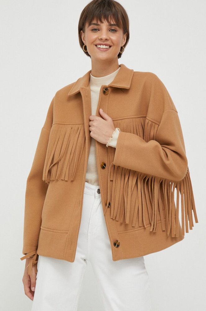 Куртка Artigli жіноча колір коричневий перехідна oversize