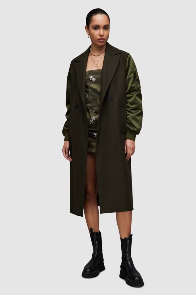 Пальто AllSaints WO103Z PAULAH COAT жіноче колір зелений перехідне