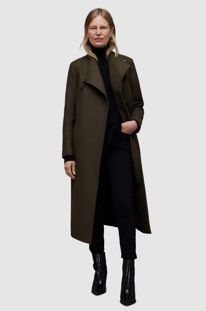 Пальто AllSaints WO127Z RILEY COAT жіноче колір зелений перехідне