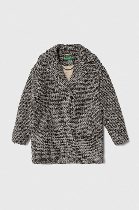 Дитяче пальто з домішкою вовни United Colors of Benetton колір чорний