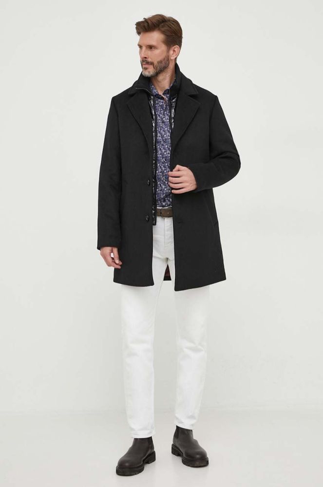 Пальто з домішкою вовни Guess колір чорний перехідний (3597806)