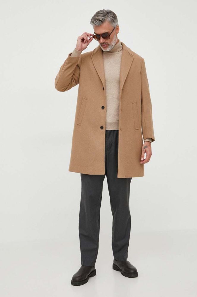 Пальто з домішкою вовни Sisley колір бежевий перехідний (3621712)
