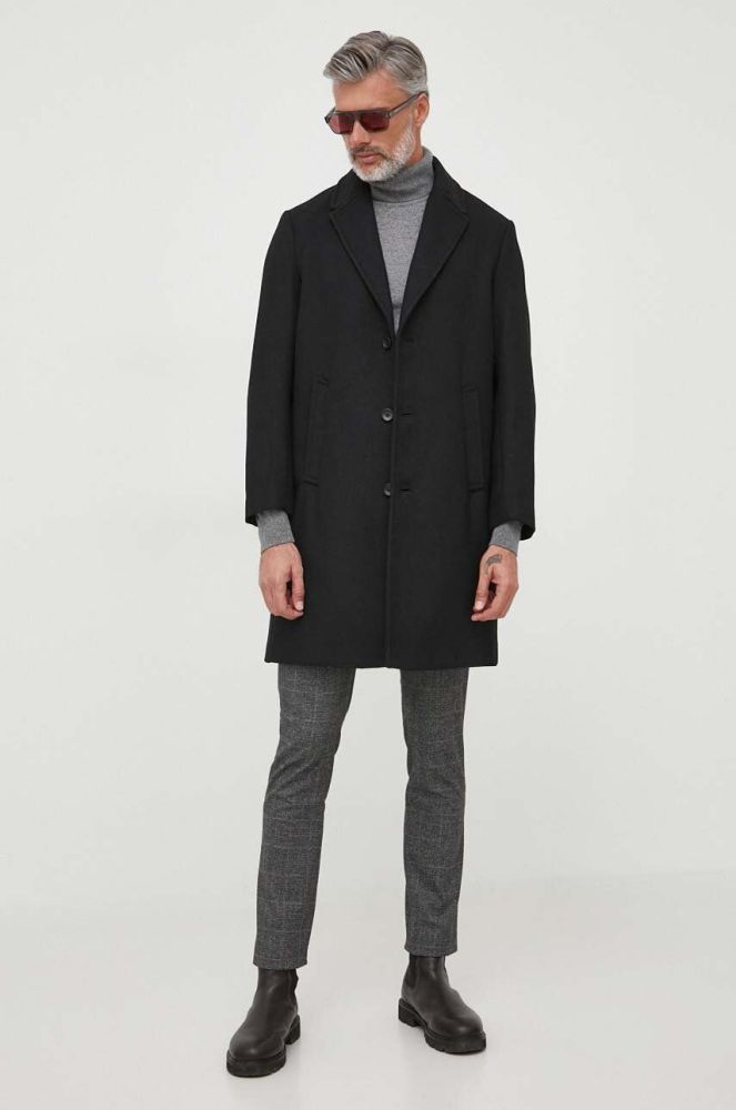 Пальто з домішкою вовни Sisley колір чорний перехідний (3621716)