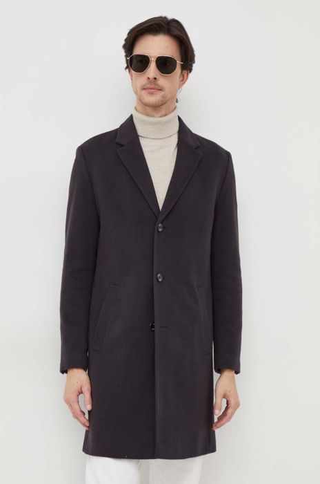 Вовняне пальто BOSS перехідний колір сірий (3577698)