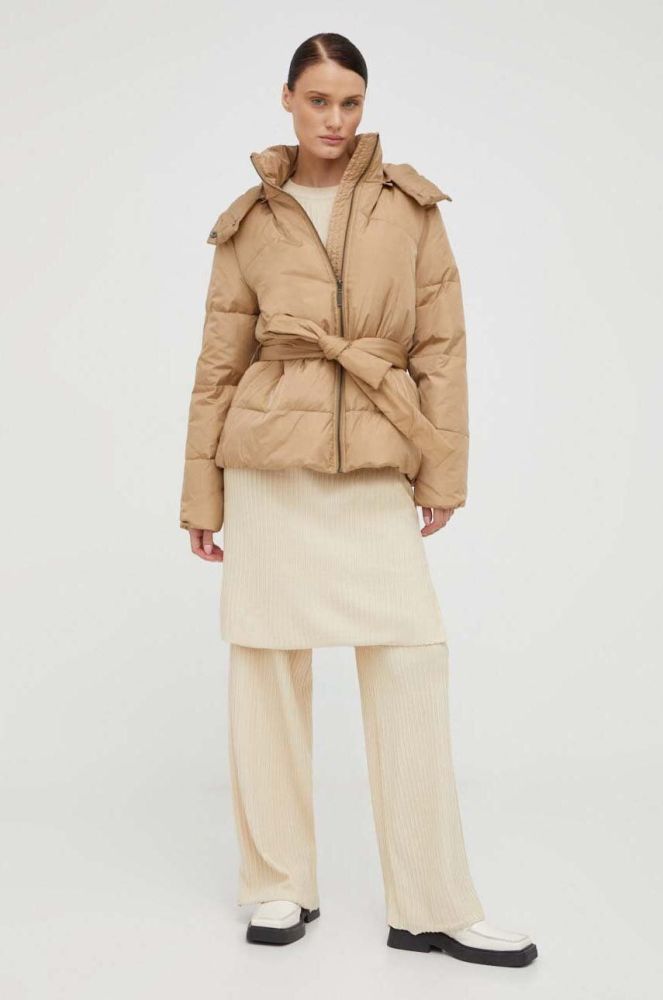 Пухова куртка Bruuns Bazaar жіноча колір бежевий зимова (3533355)