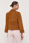 Замшева куртка Custommade жіноча колір коричневий перехідна