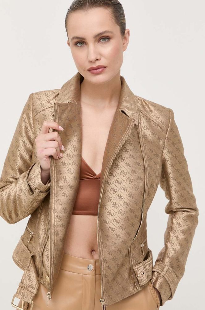 Куртка Guess жіноча колір коричневий перехідна (3381384)